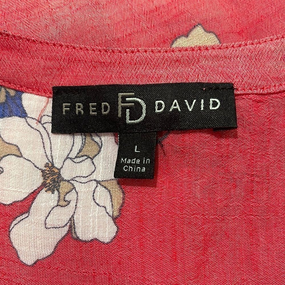 fred David Split Neck Sleeveless High Low Floral Detailed Top Sz L - Picture 11 of 12